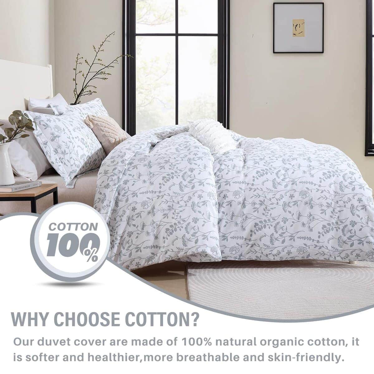 CozyQQ Cotton Duvet Cover Queen - Juego de Cubierta de - Imagen 3