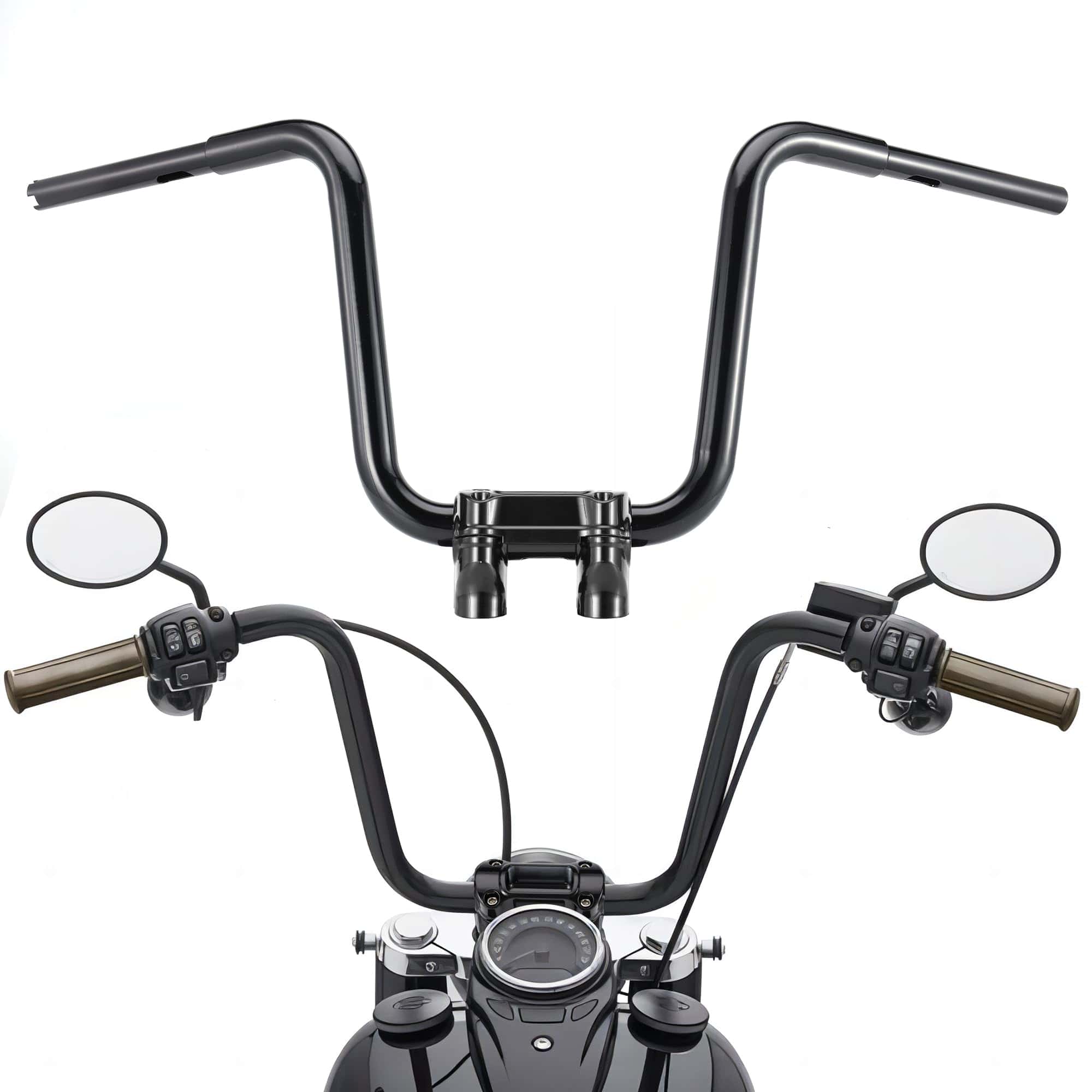 TIGERSGATE Mini Ape Hangers de 12" para Touring/Softail con