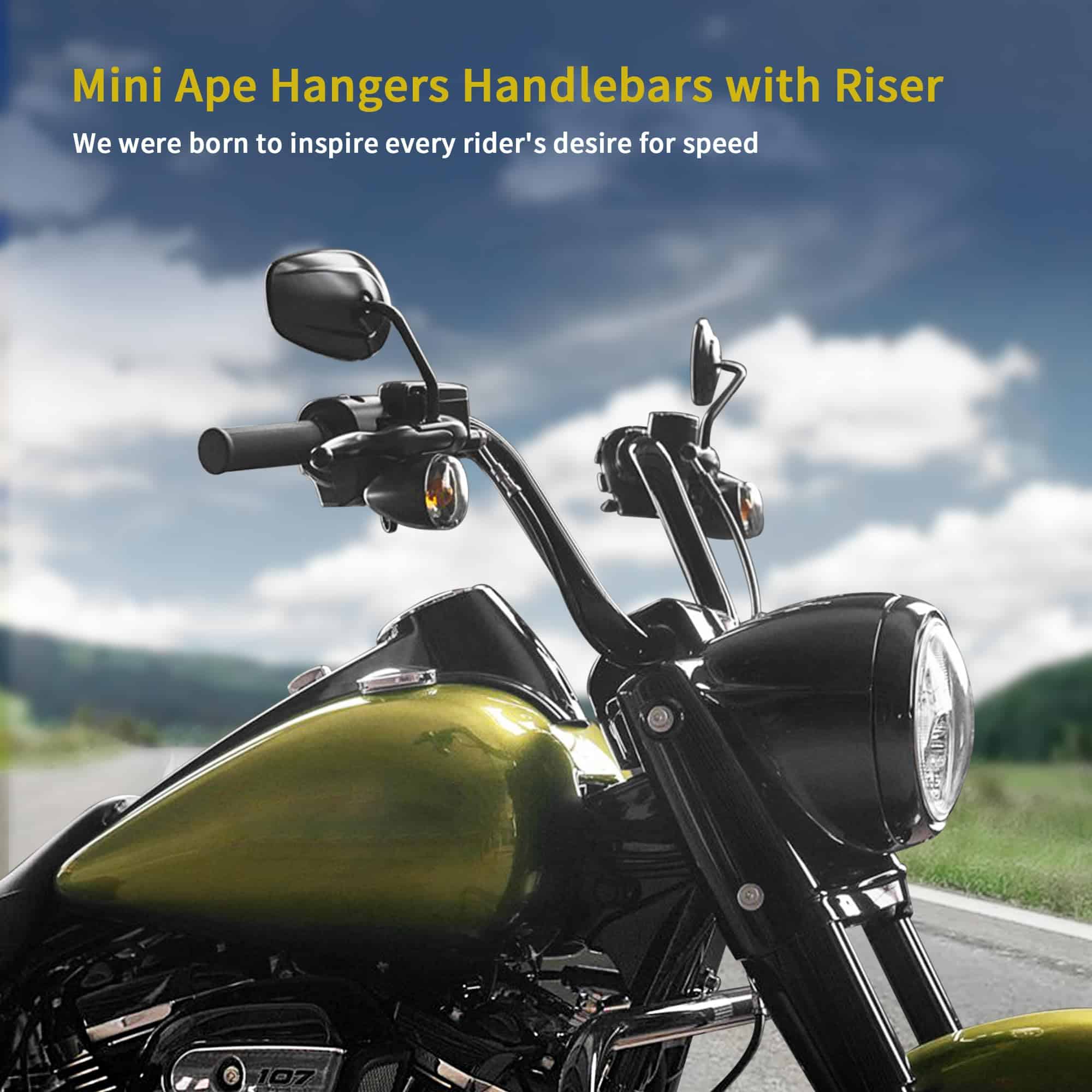 TIGERSGATE Mini Ape Hangers de 12" para Touring/Softail con - Imagen 3