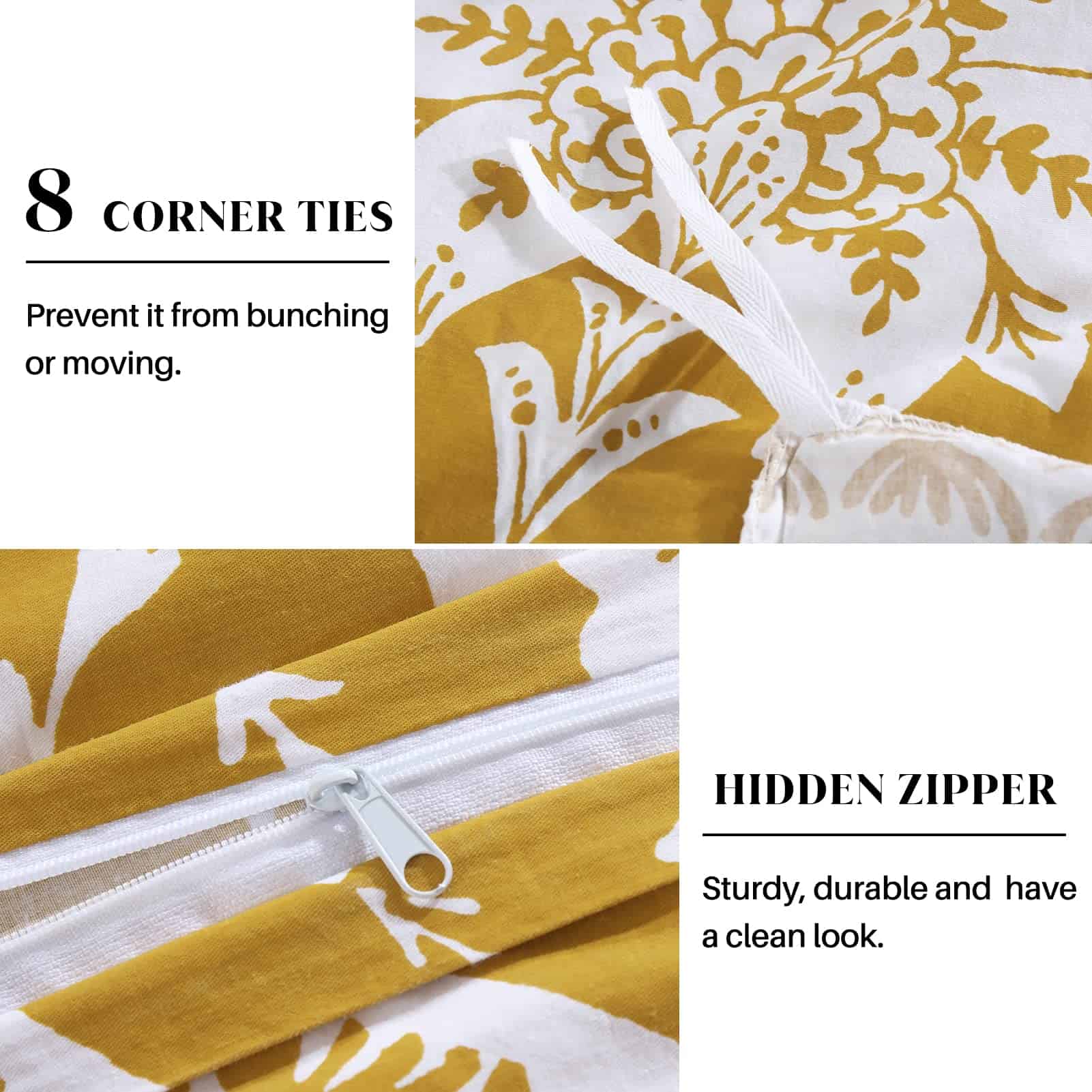 CozyDH Funda de Edredón de Algodón Tamaño -Amarillo - Imagen 6