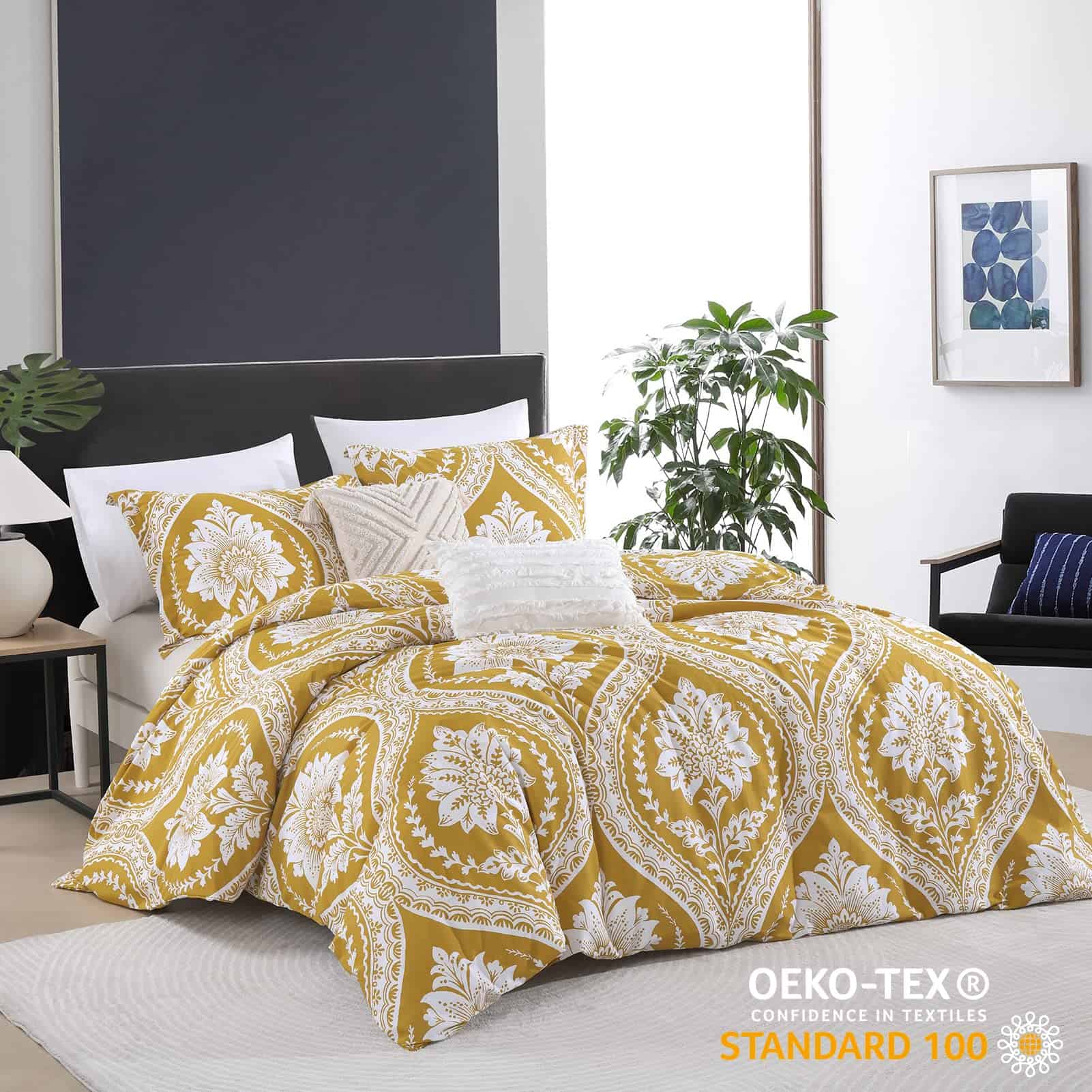 CozyDH Funda de Edredón de Algodón Tamaño -Amarillo - Imagen 7