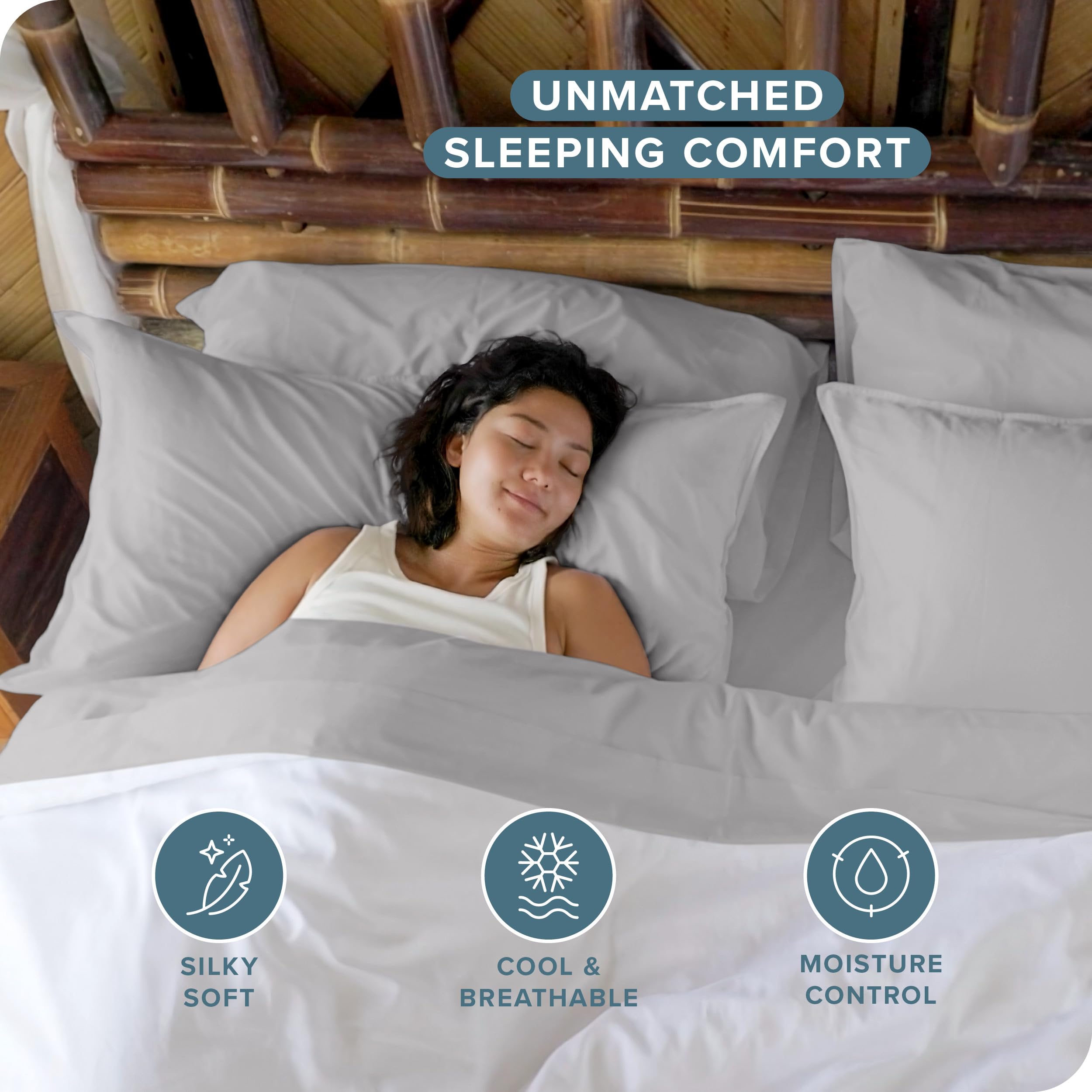 Juego de sábanas de lujo Twin Bare Home 100% rayón hecho de - Imagen 3