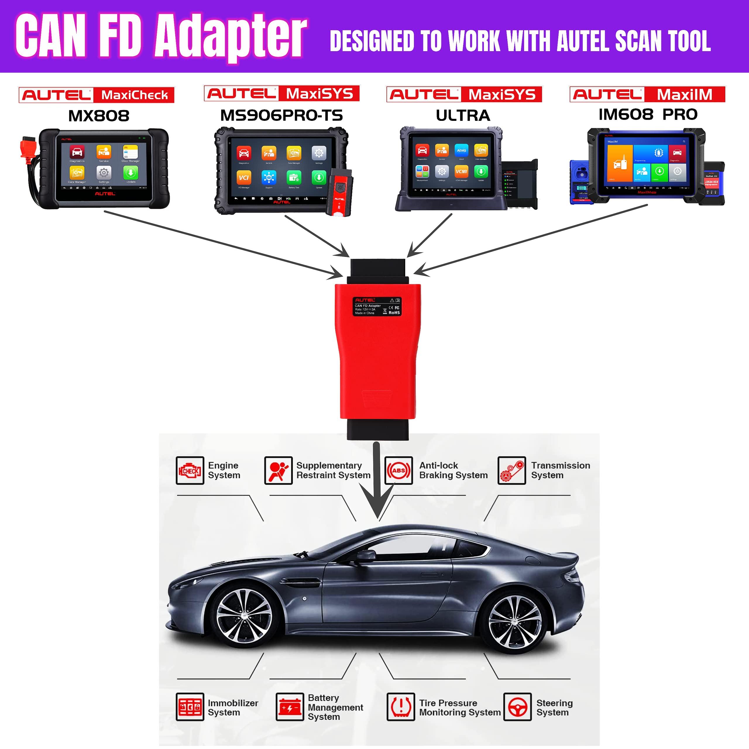 Adaptador de Protocolo CAN FD Autel, Compatible con Escáner - Imagen 4