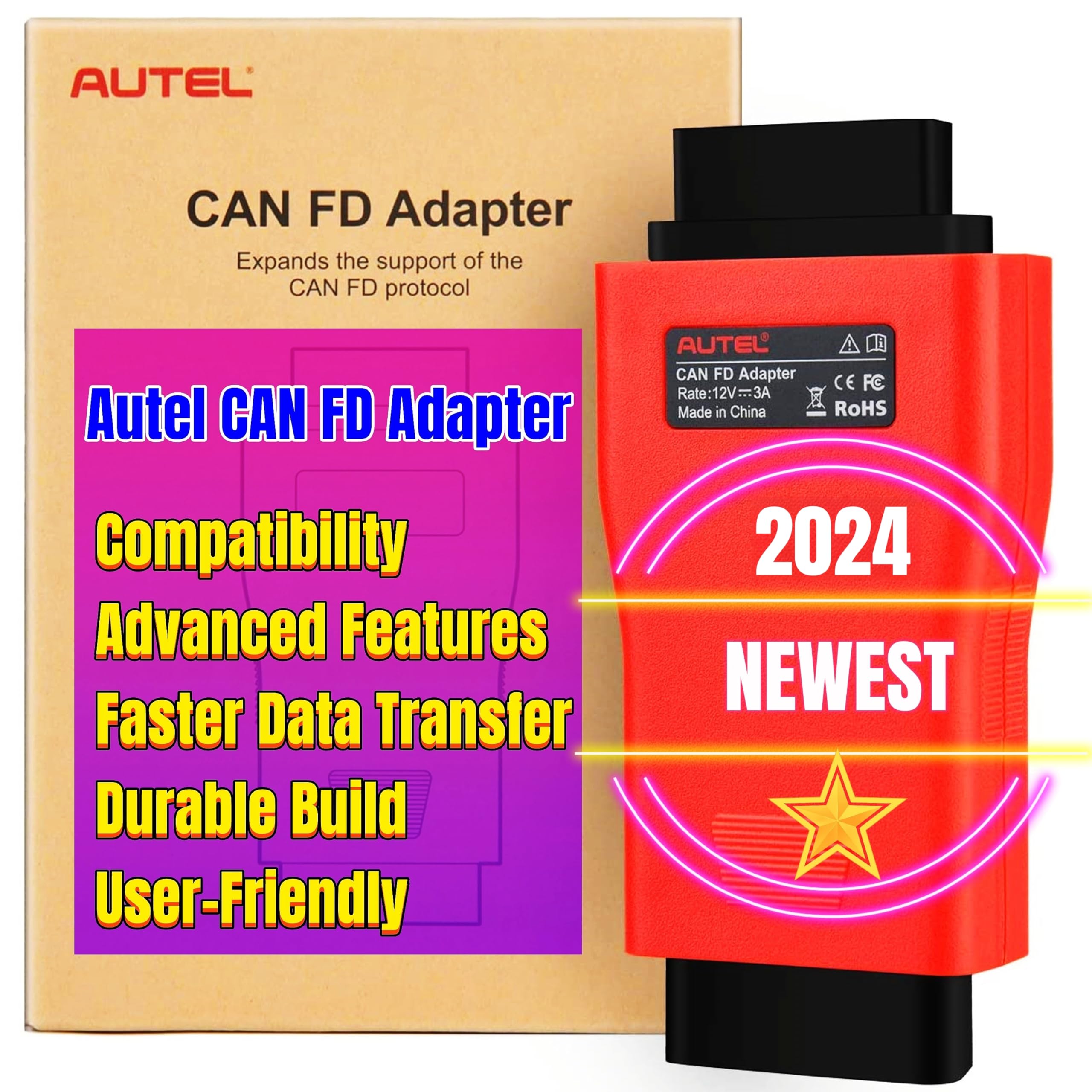 Adaptador de Protocolo CAN FD Autel, Compatible con Escáner