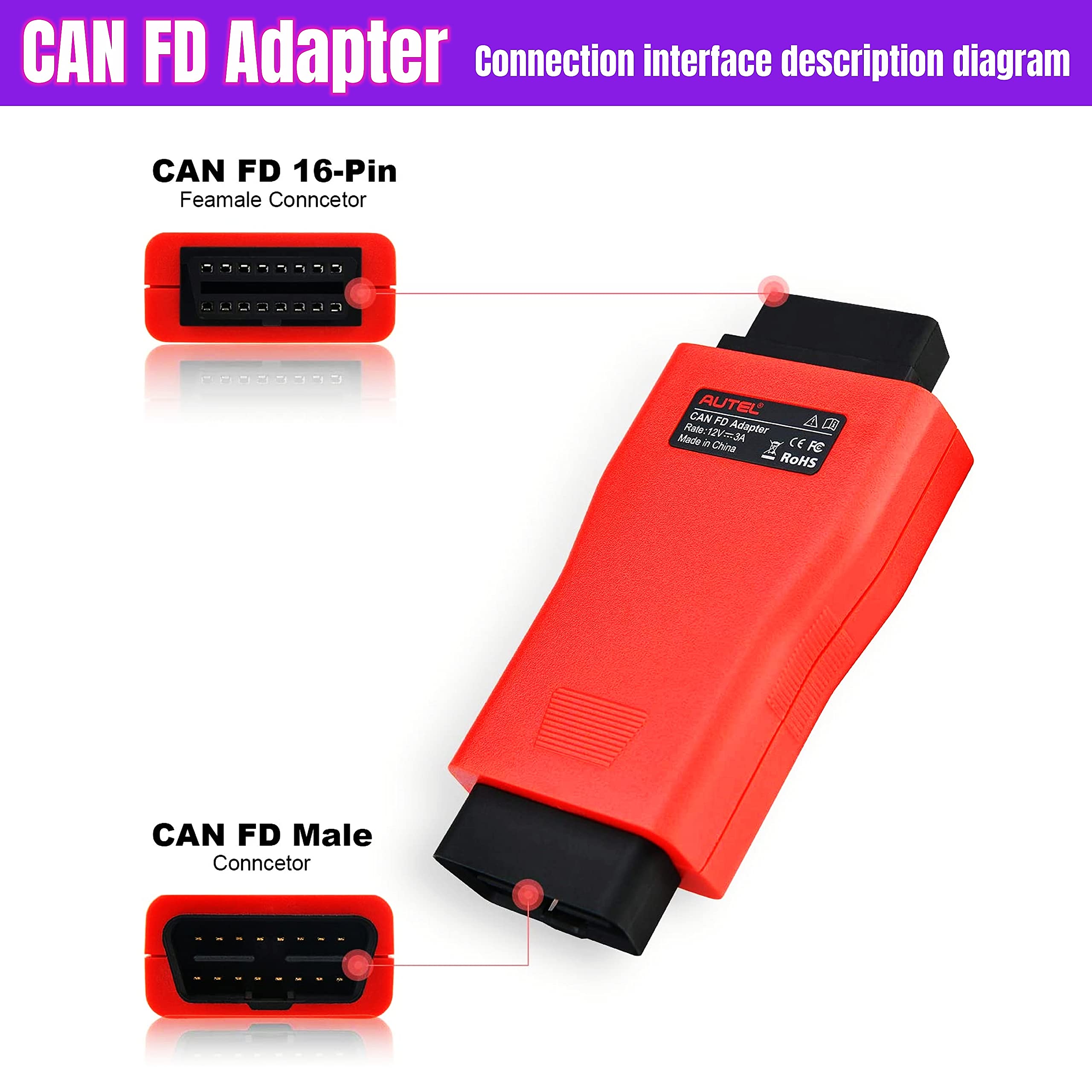 Adaptador de Protocolo CAN FD Autel, Compatible con Escáner - Imagen 7