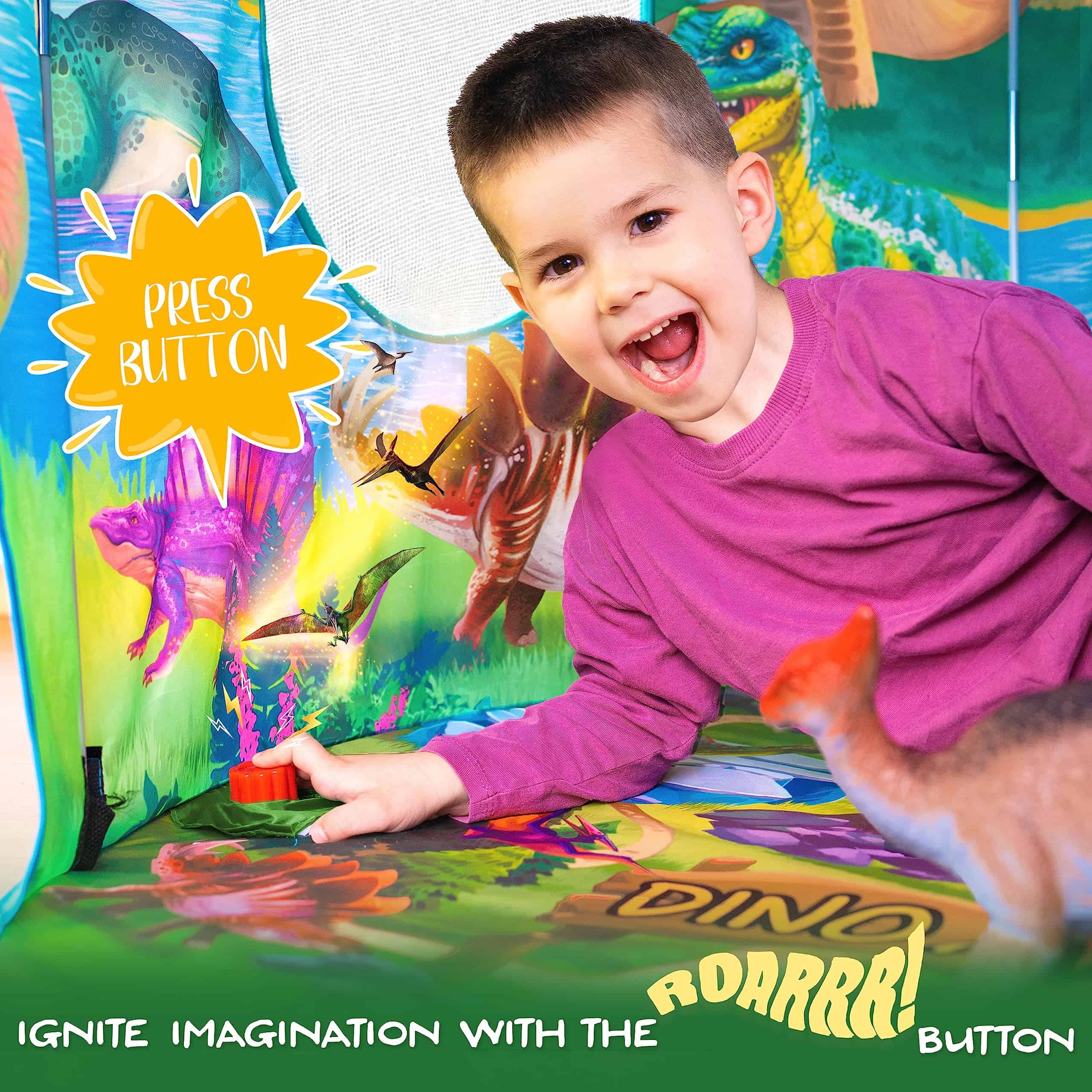 Tienda de campaña W&O Dino Paradise con Botón de Rugido, - Imagen 3