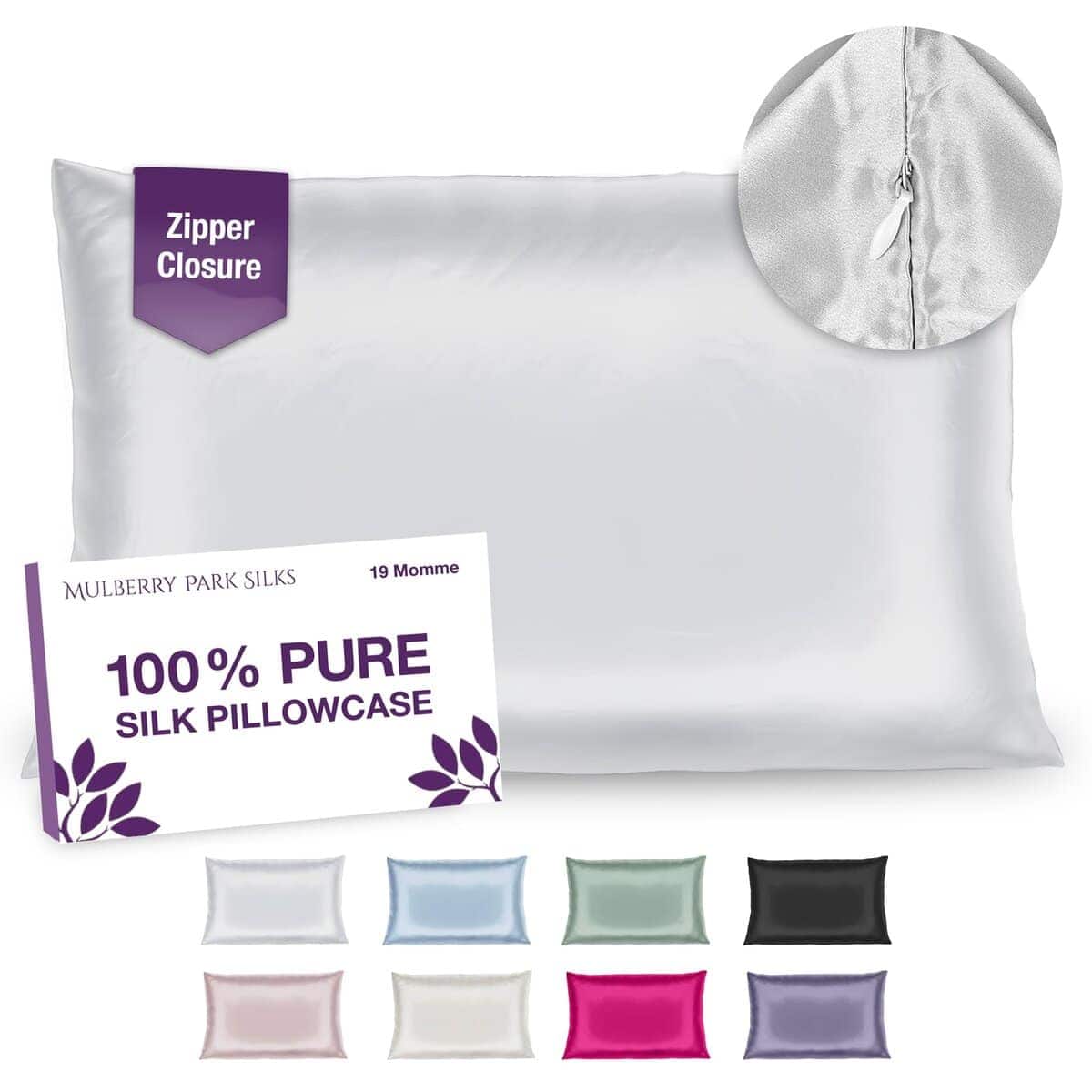 Funda de almohada de seda 100% Mulberry Park -Blanco