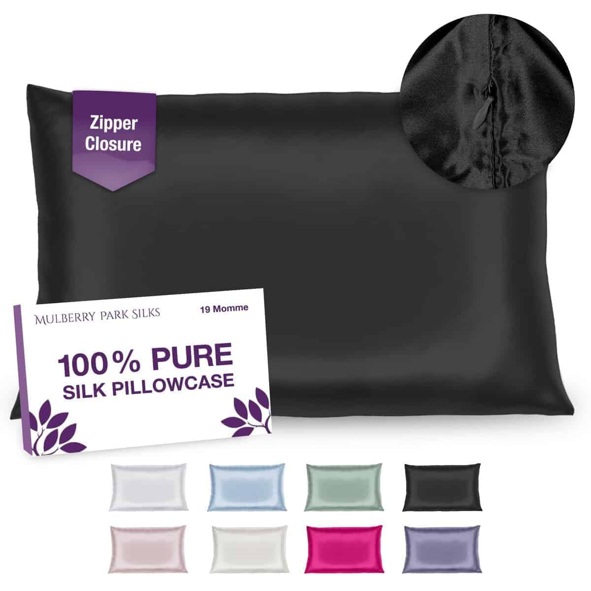 Funda de Almohada de Seda 100% Mulberry Park -Negro