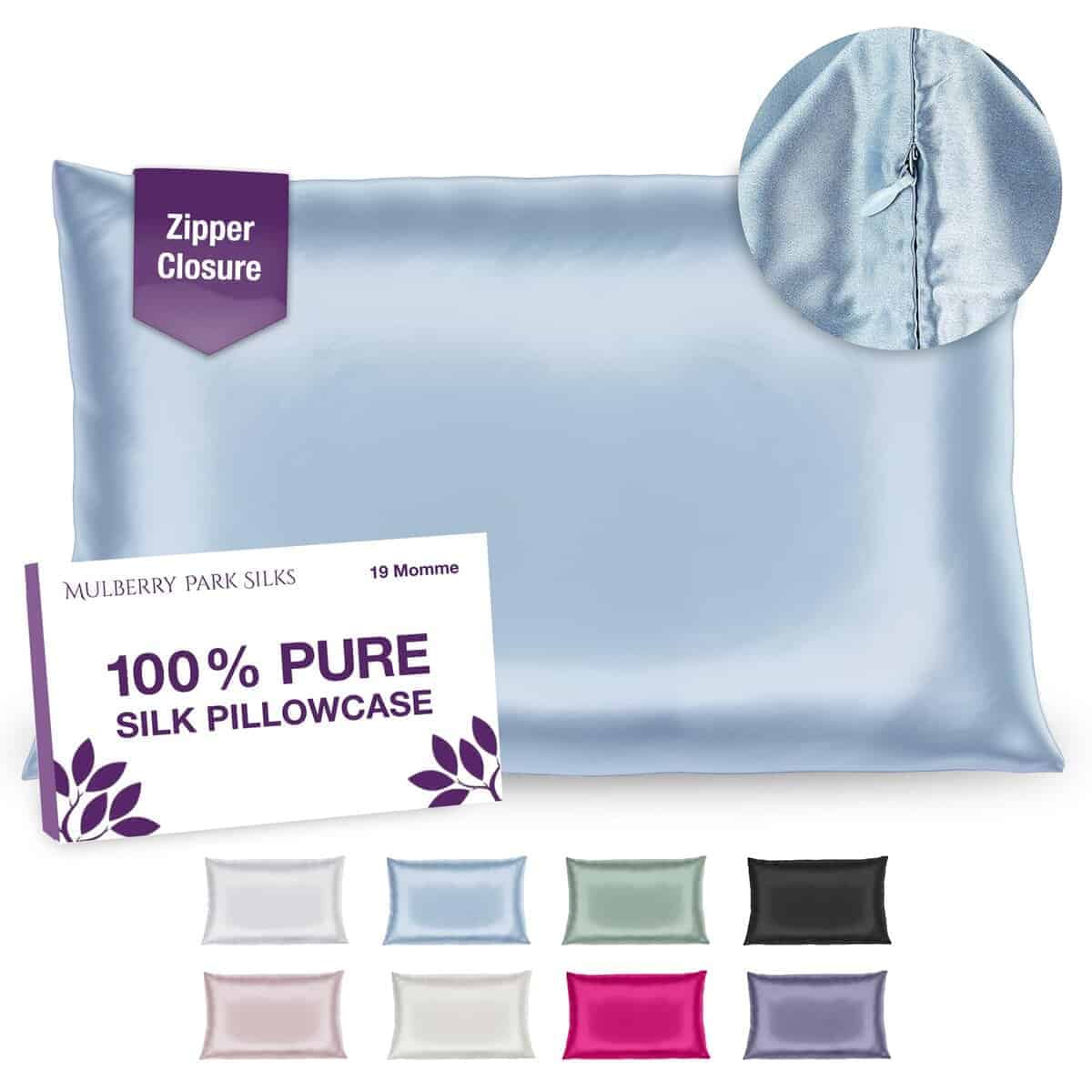 Funda de Almohada de Seda 100% Mulberry Park -Azul