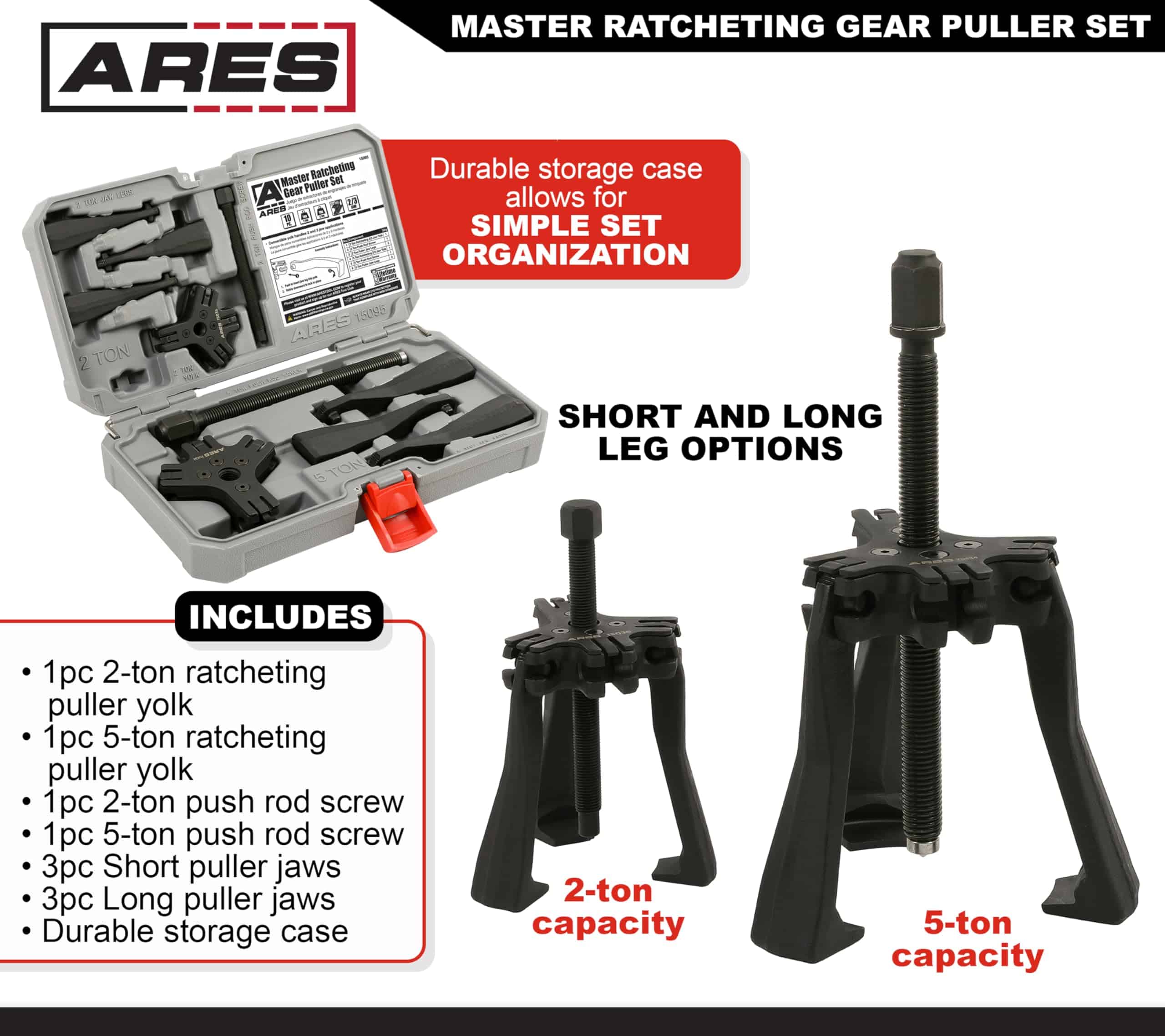 ARES 15095 - Juego maestro de extractores de engranajes con - Imagen 3