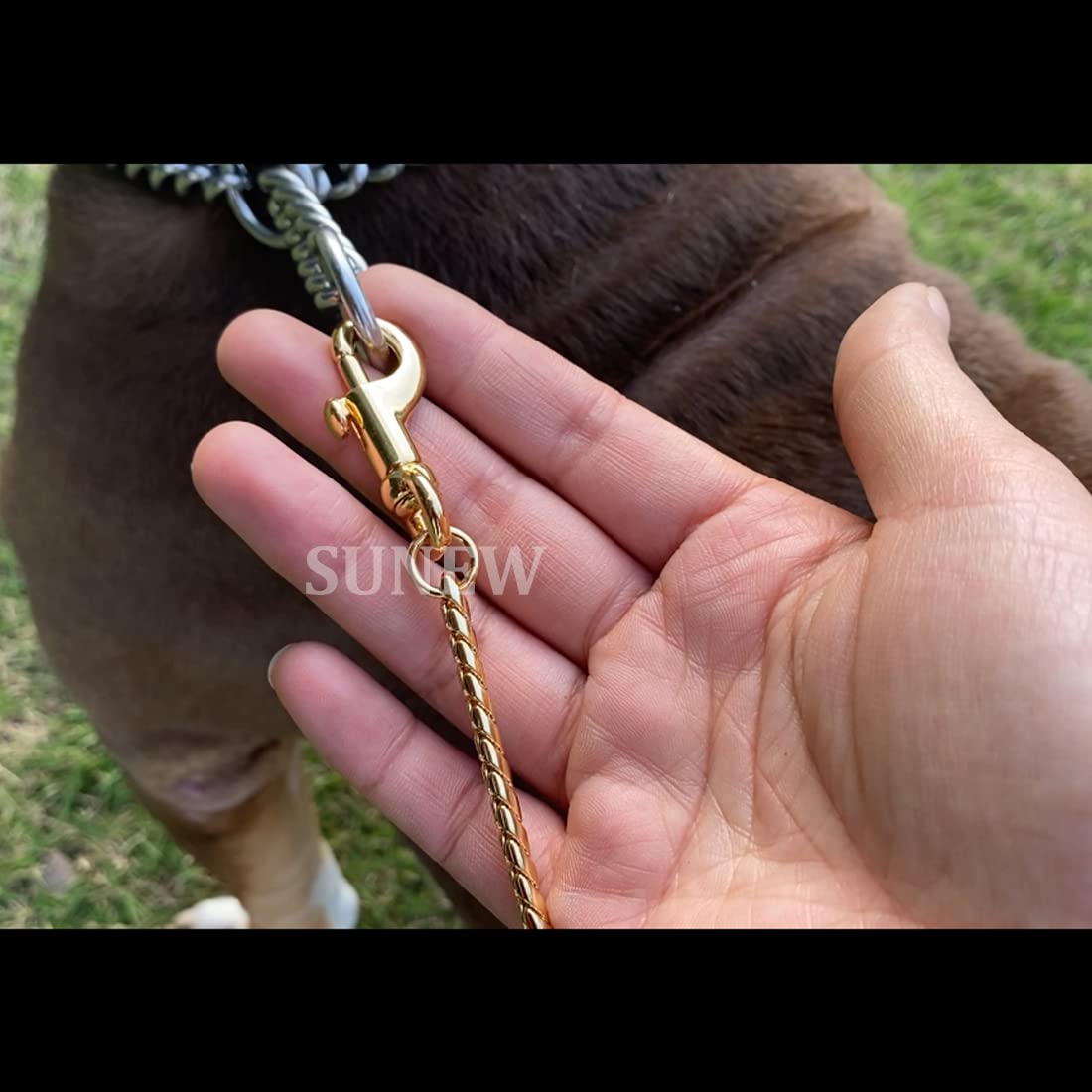 Correa resistente SUNEW Chewy Chain con mango de cuero, - Imagen 5