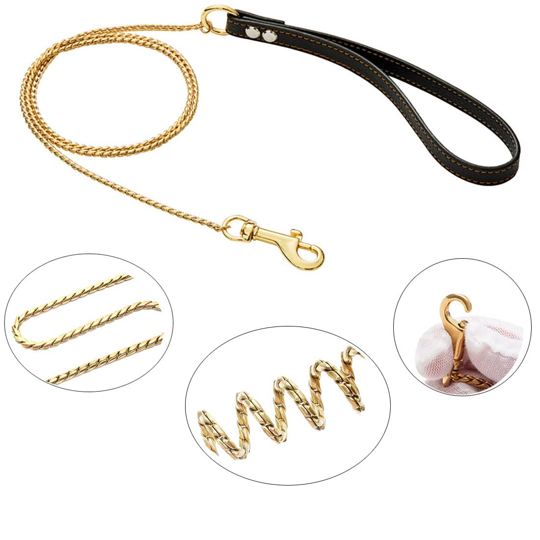 Correa resistente SUNEW Chewy Chain con mango de cuero, - Imagen 8