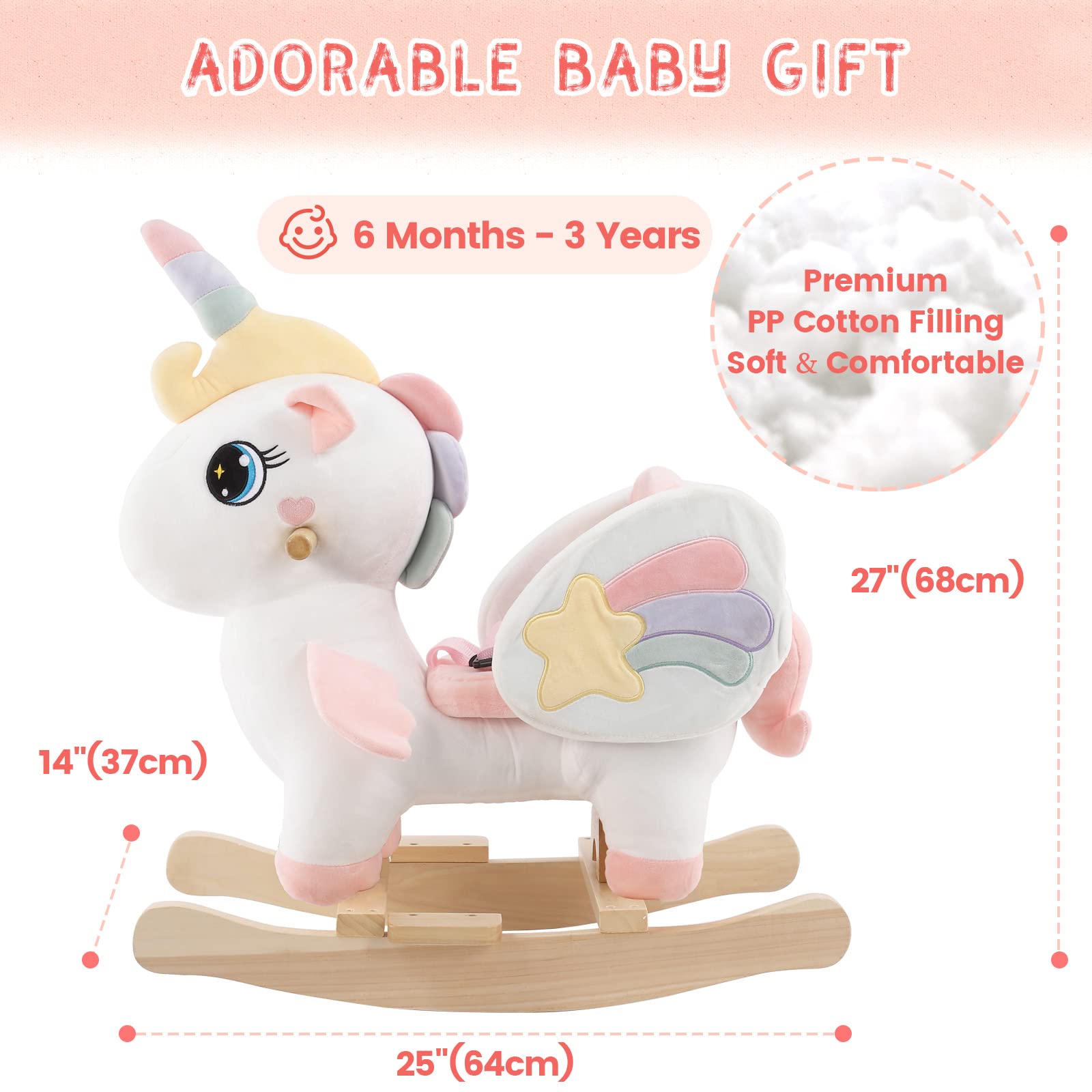 Caballito de madera Unicornio Funlio, Unicornio Arcoiris de - Imagen 6