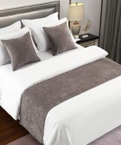 CAMINO DE CAMA AMBERIS Gris, Chenille Suave Sin