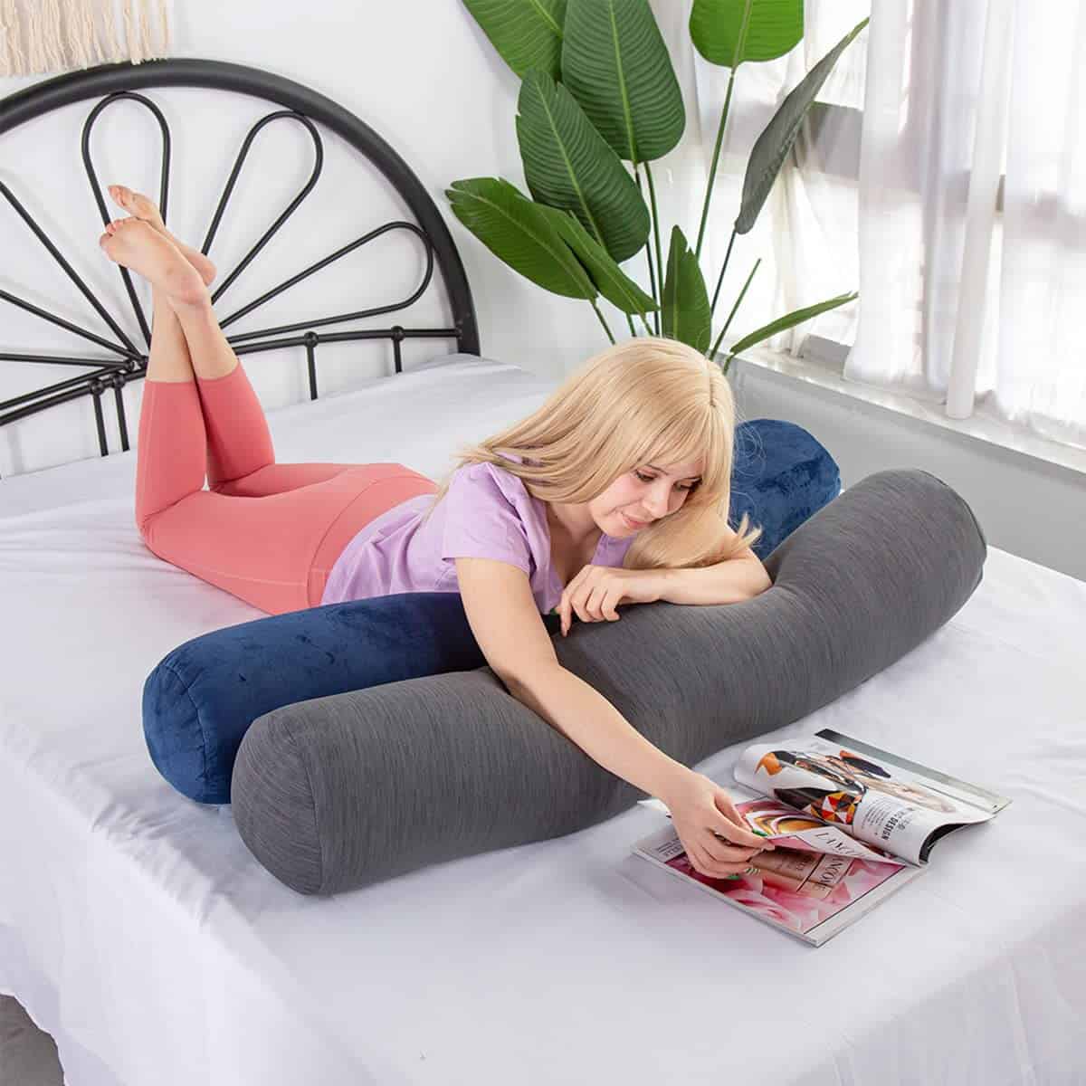 1 Cojín del Cuerpo MEDIO, Almohada de Cilindro Largo con - Imagen 9