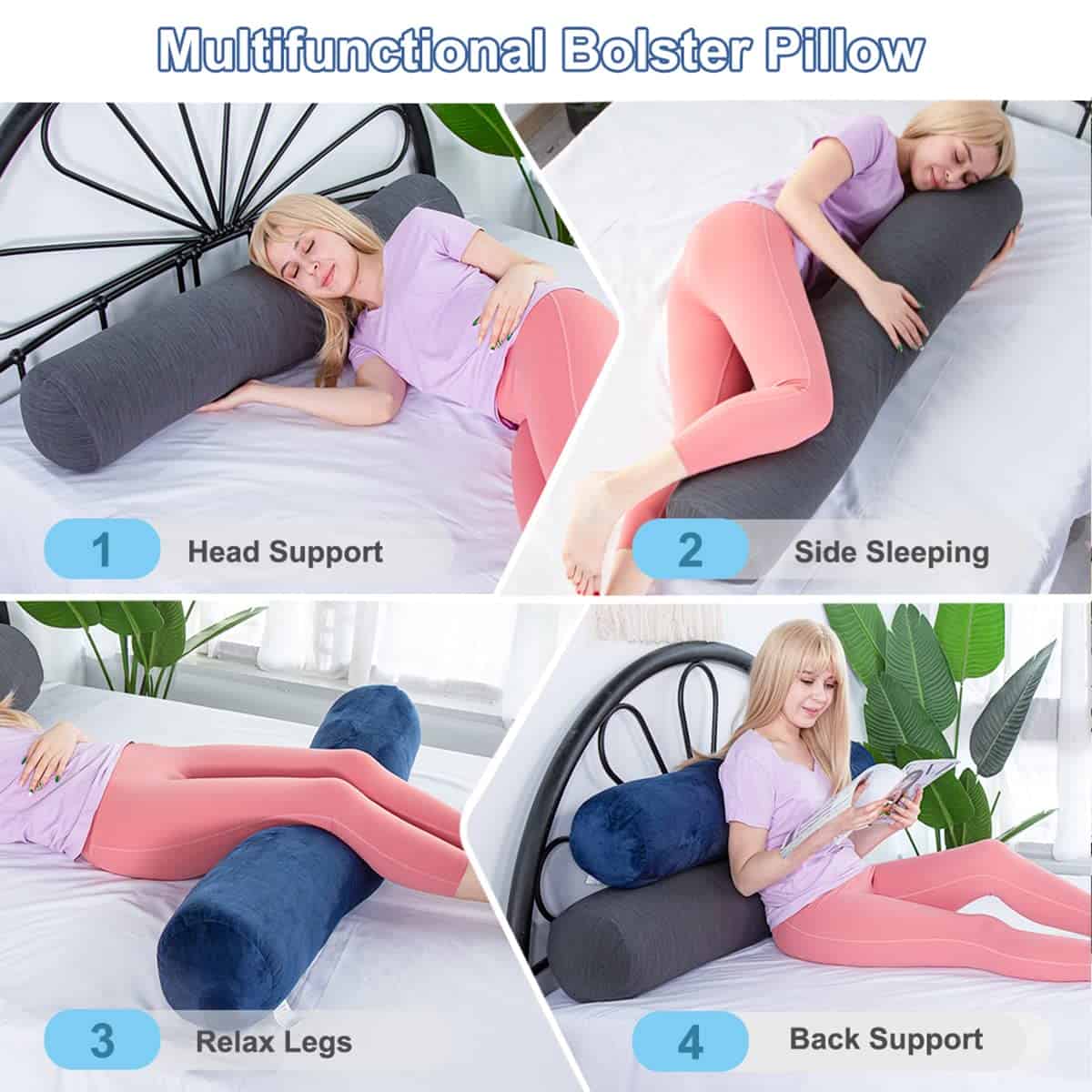 1 Cojín del Cuerpo MEDIO, Almohada de Cilindro Largo con - Imagen 5