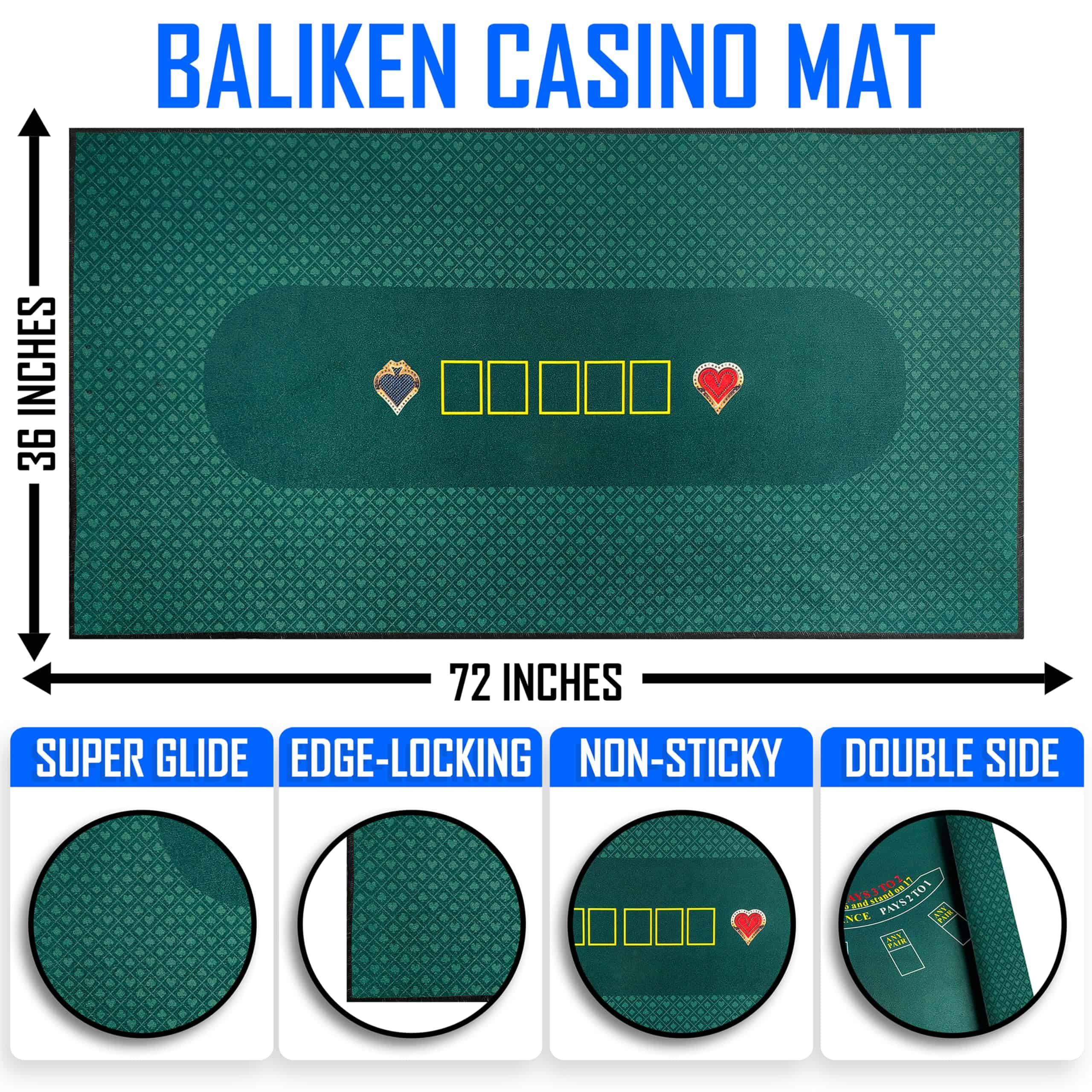 Tapete de póker Texas Holdem de 36x72 pulgadas y tapete de - Imagen 3