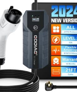 Cargador de Coche Eléctrico Nivel 2, 32Amp 240V con Enchufe