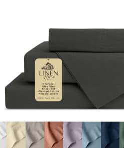 Juego de sábanas King de Algodón Percale Lavado en Casa,