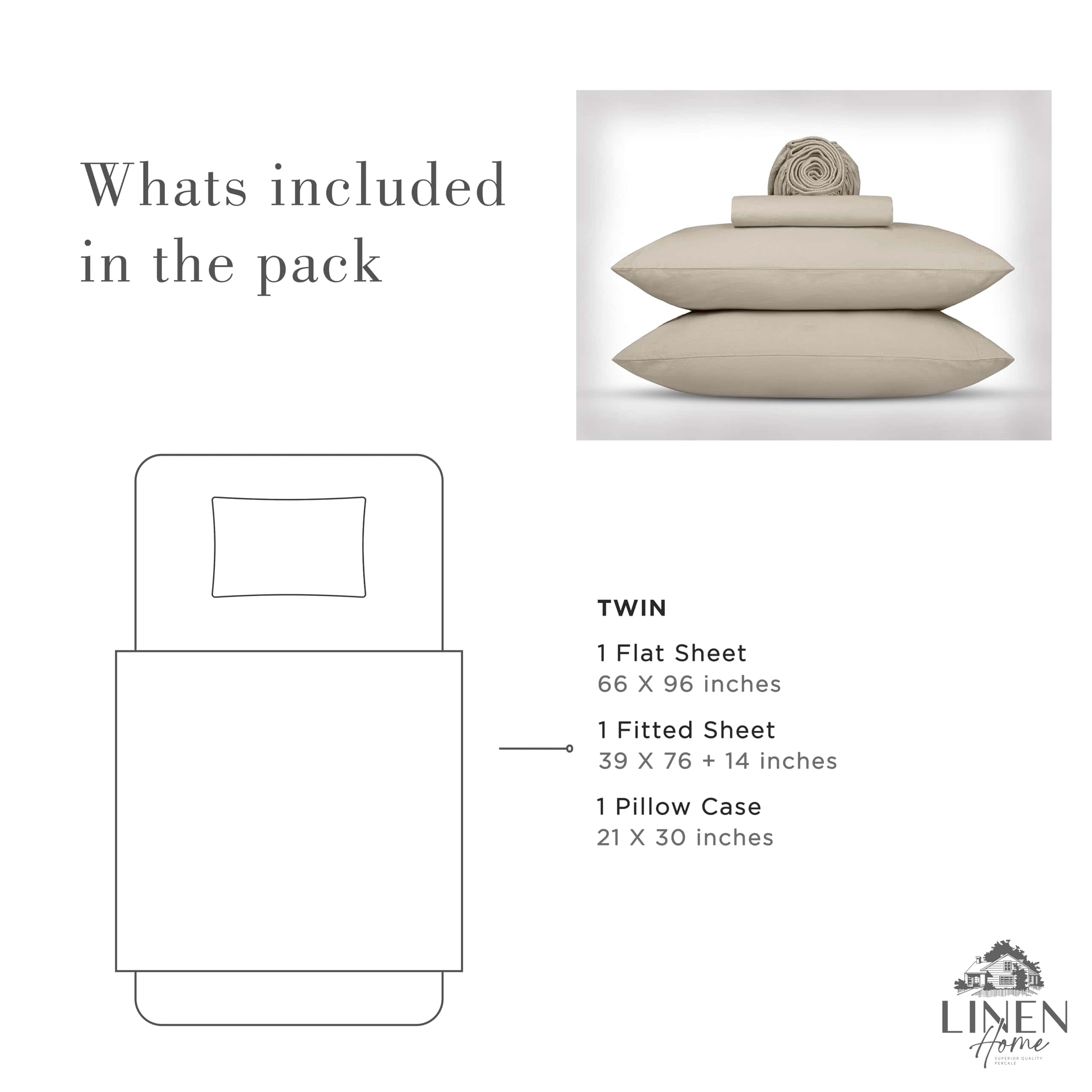 Juego de Sábanas Gemelas de Lino Lavado de Algodón Percale, - Imagen 7