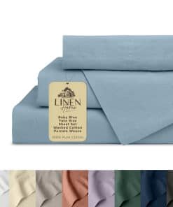 Juego de Sábanas de Algodón Percale Lavado Linen Home para