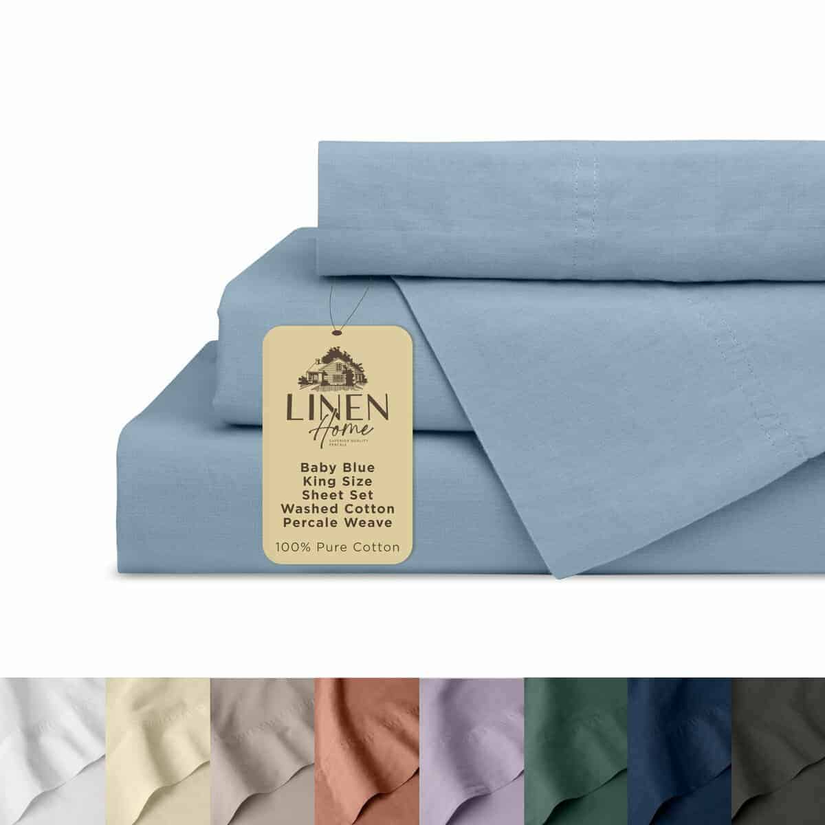 Juego de Sábanas de Algodón Percale Lavado Linen Home para