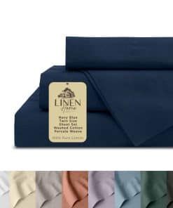 Juego de sábanas de algodón percal lavado Linen Home para