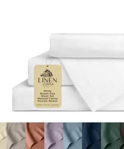 Juego de sábanas de algodón percal lavado de Linen Home