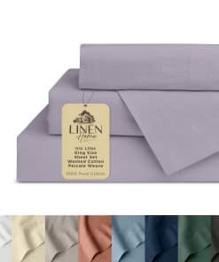 Juego de sábanas de algodón percal lavado para cama King,