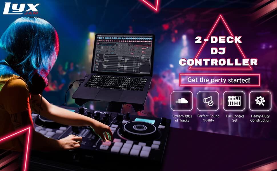 Controlador de DJ Portátil de 2 Cubiertas LyxJam, Consola - Imagen 8