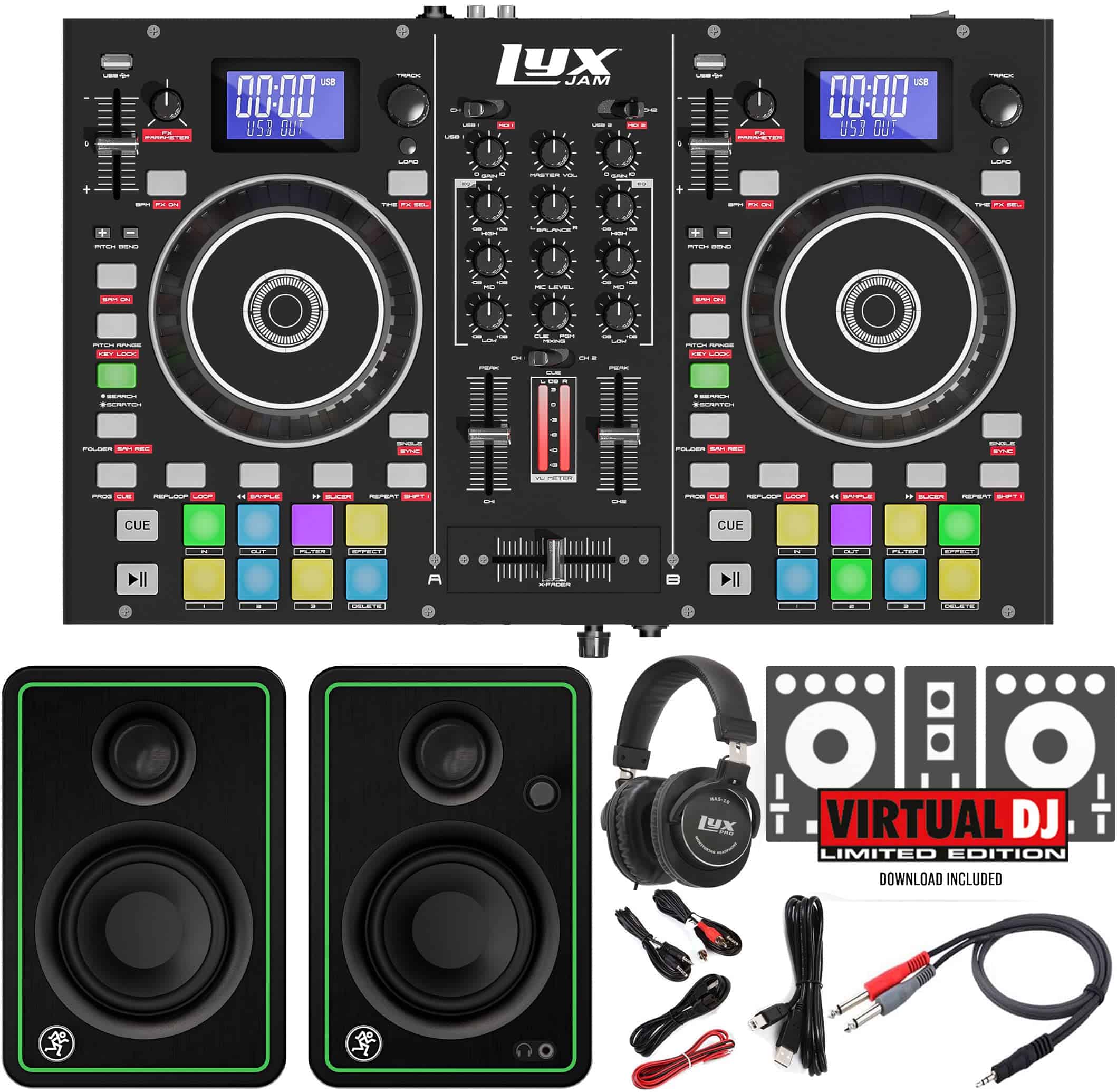 Controlador de DJ Portátil de 2 Cubiertas LyxJam, Consola