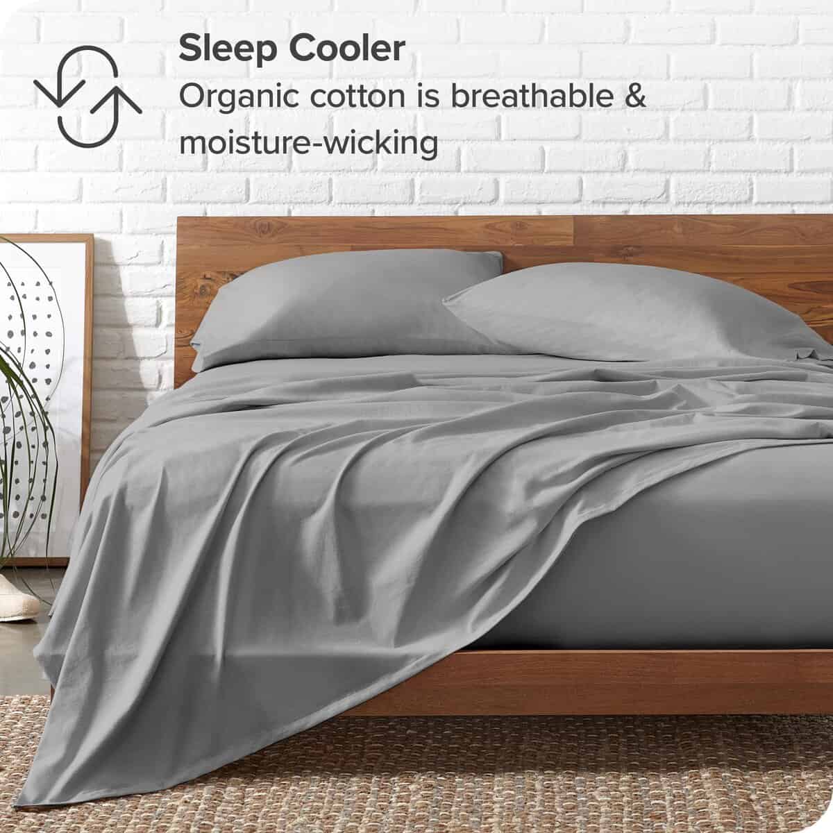 Juego de sábanas 100% algodón orgánico Bare -Gris Claro - Imagen 5