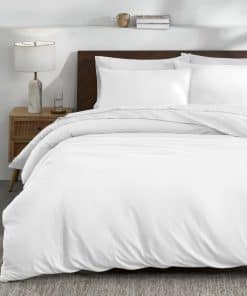 Juego de Funda de Edredón 100% Algodón -Blanco