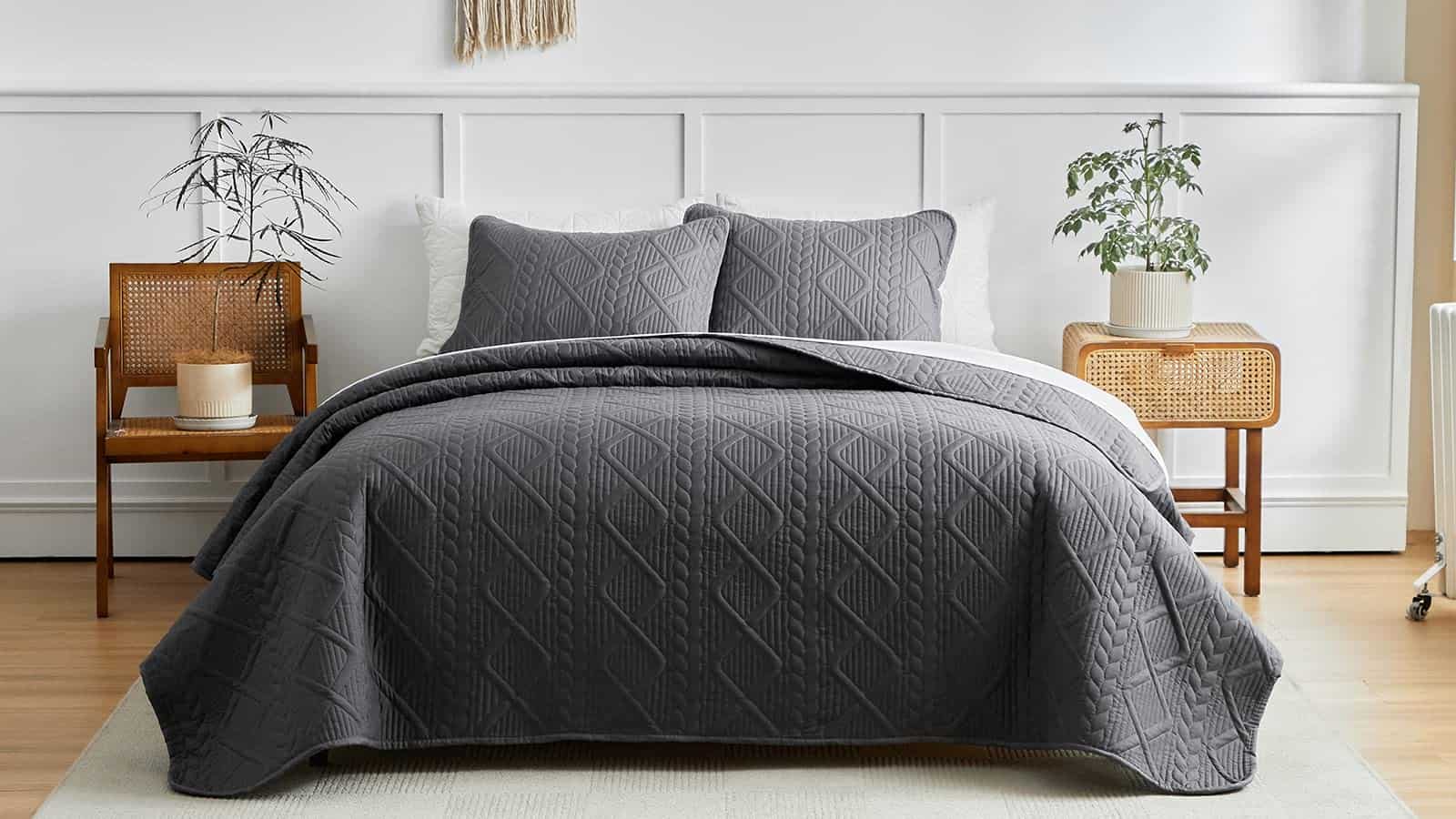 Set de Edredón de Verano Gris Sólido de 3 Piezas Tamaño - Imagen 3