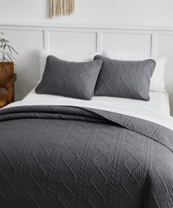 Set de Edredón de Verano Gris Sólido de 3 Piezas Tamaño