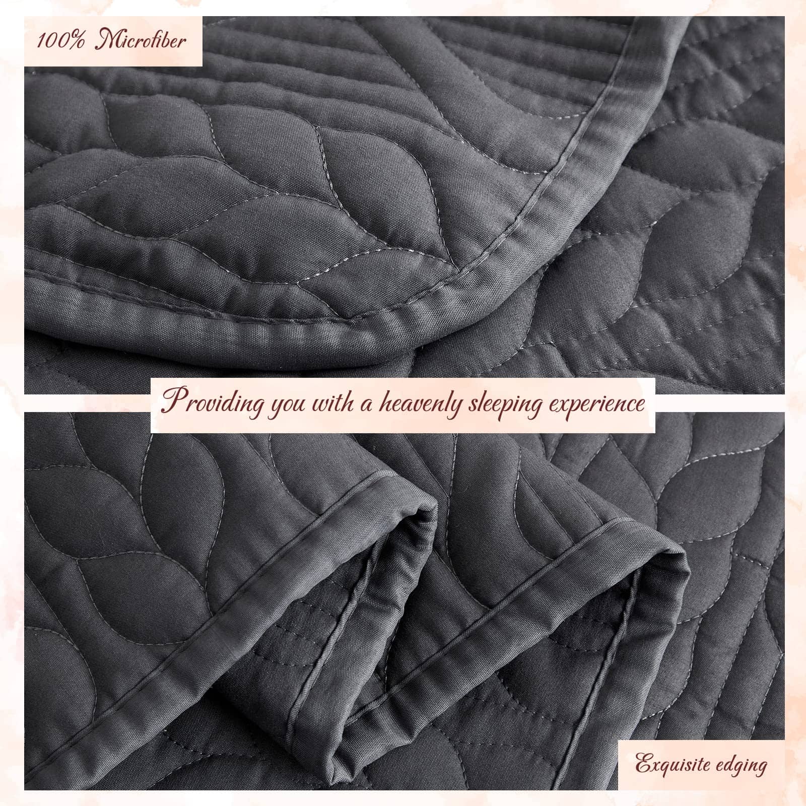 Set de Edredón de Verano Gris Sólido de 3 Piezas Tamaño - Imagen 6