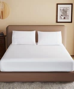 Sábana ajustable de algodón egipcio 100% tamaño CK blanca,