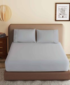 Sábana Ajustable de 100% Algodón Egipcio Tamaño CK Gris,