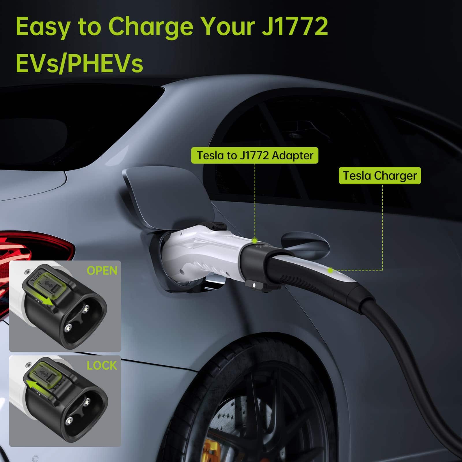 Adaptador Tesla a J1772 para PHEVs y EVs, 48A/250V AC, - Imagen 5