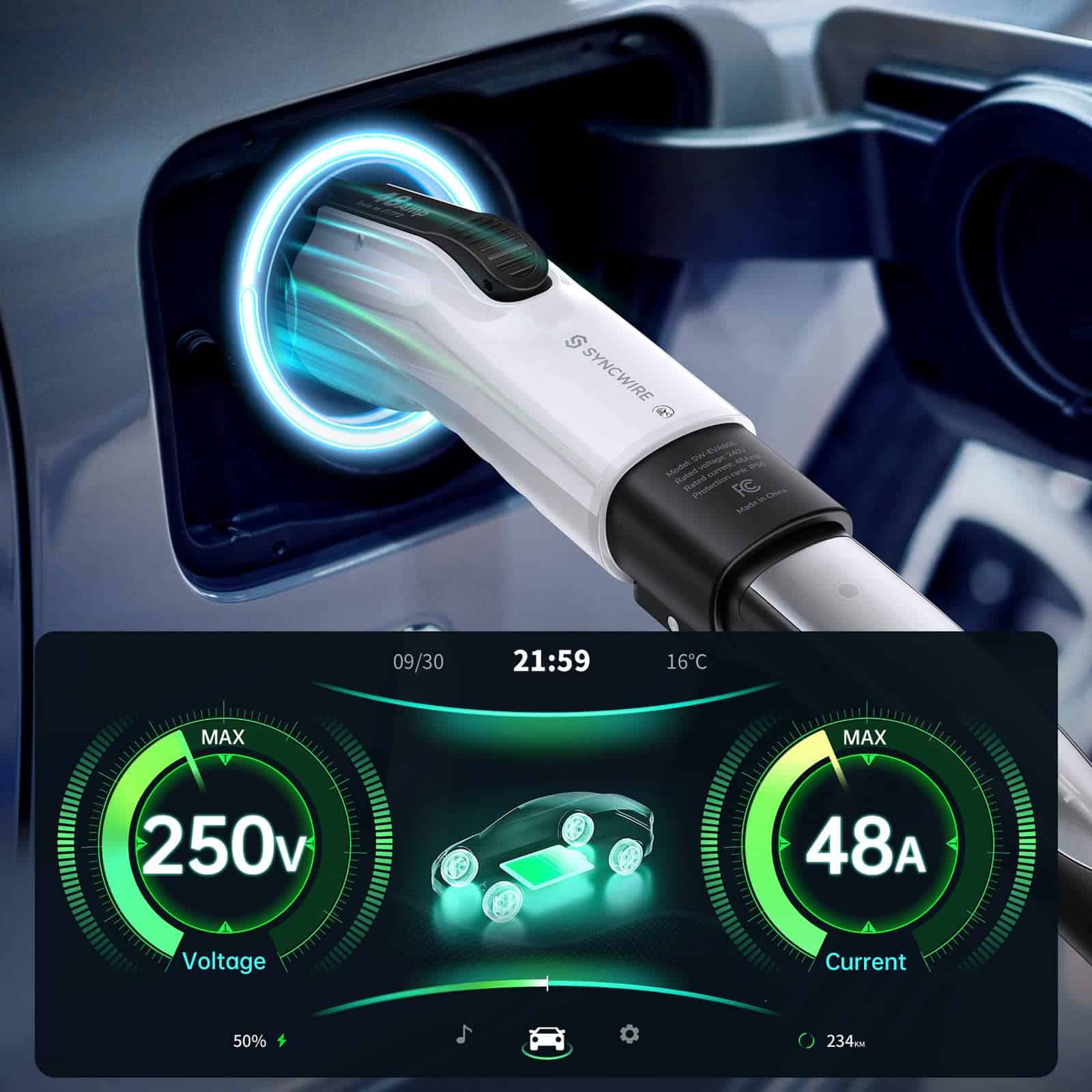 Adaptador Tesla a J1772 para PHEVs y EVs, 48A/250V AC, - Imagen 7
