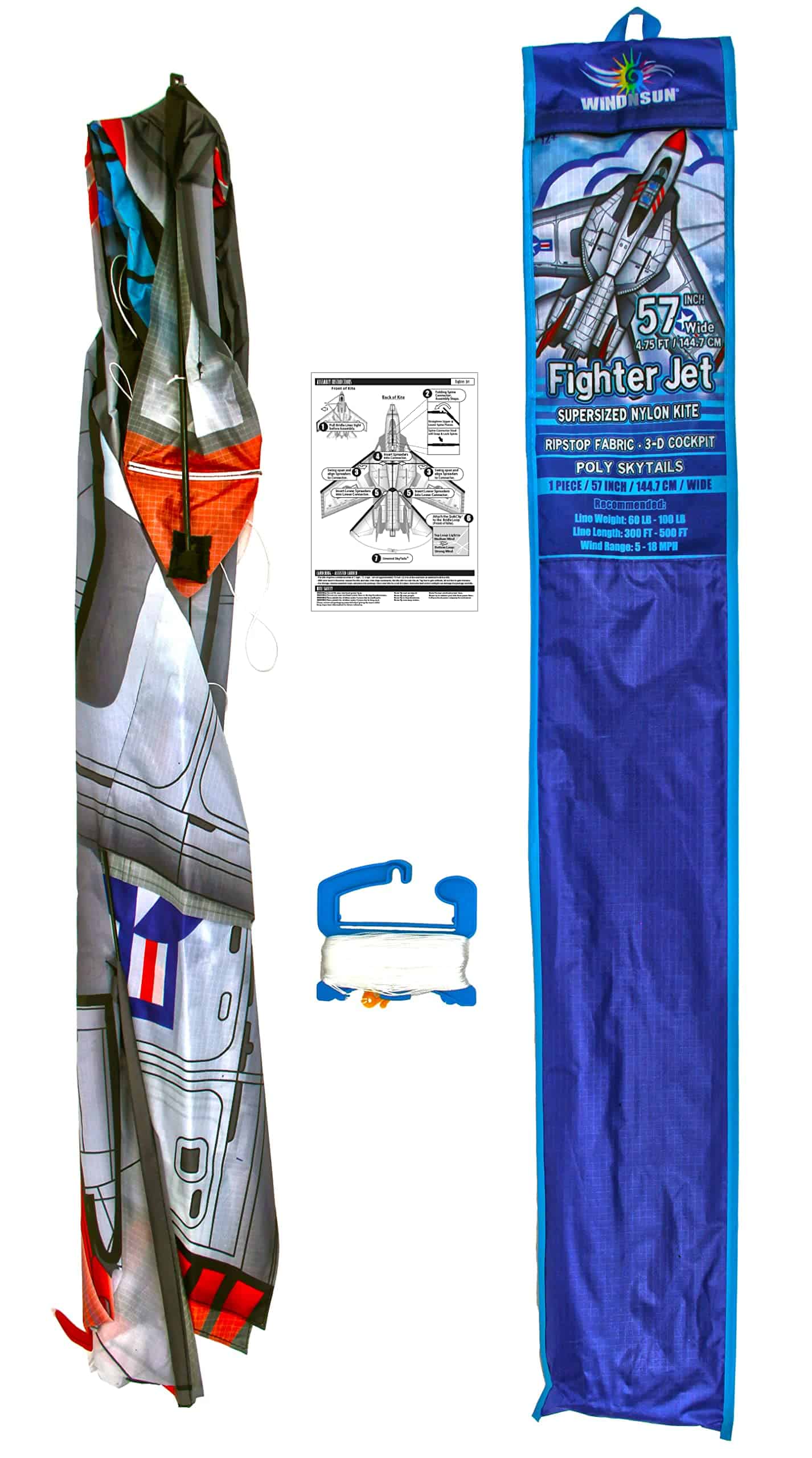 Cometa de Nylon Supersized Fighter Jet WindNSun con Cabina - Imagen 6