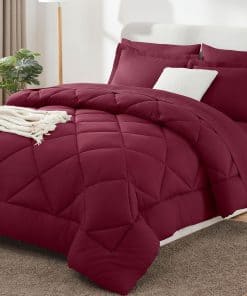 Juego de Edredón Completo CozyLux con Sábanas -Borgoña