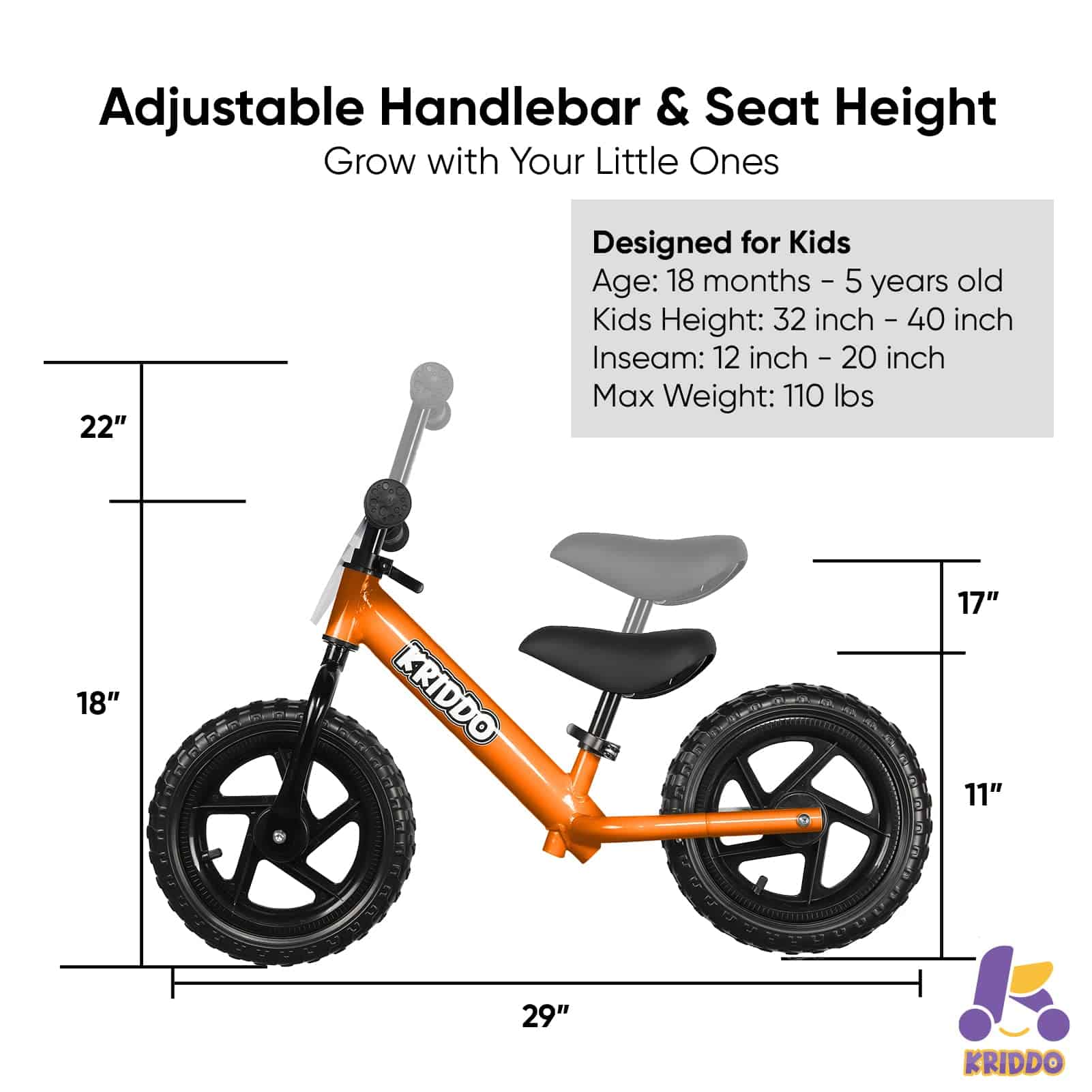 Bicicleta de Equilibrio para Niños KRIDDO, Edad 18 Meses a - Imagen 6