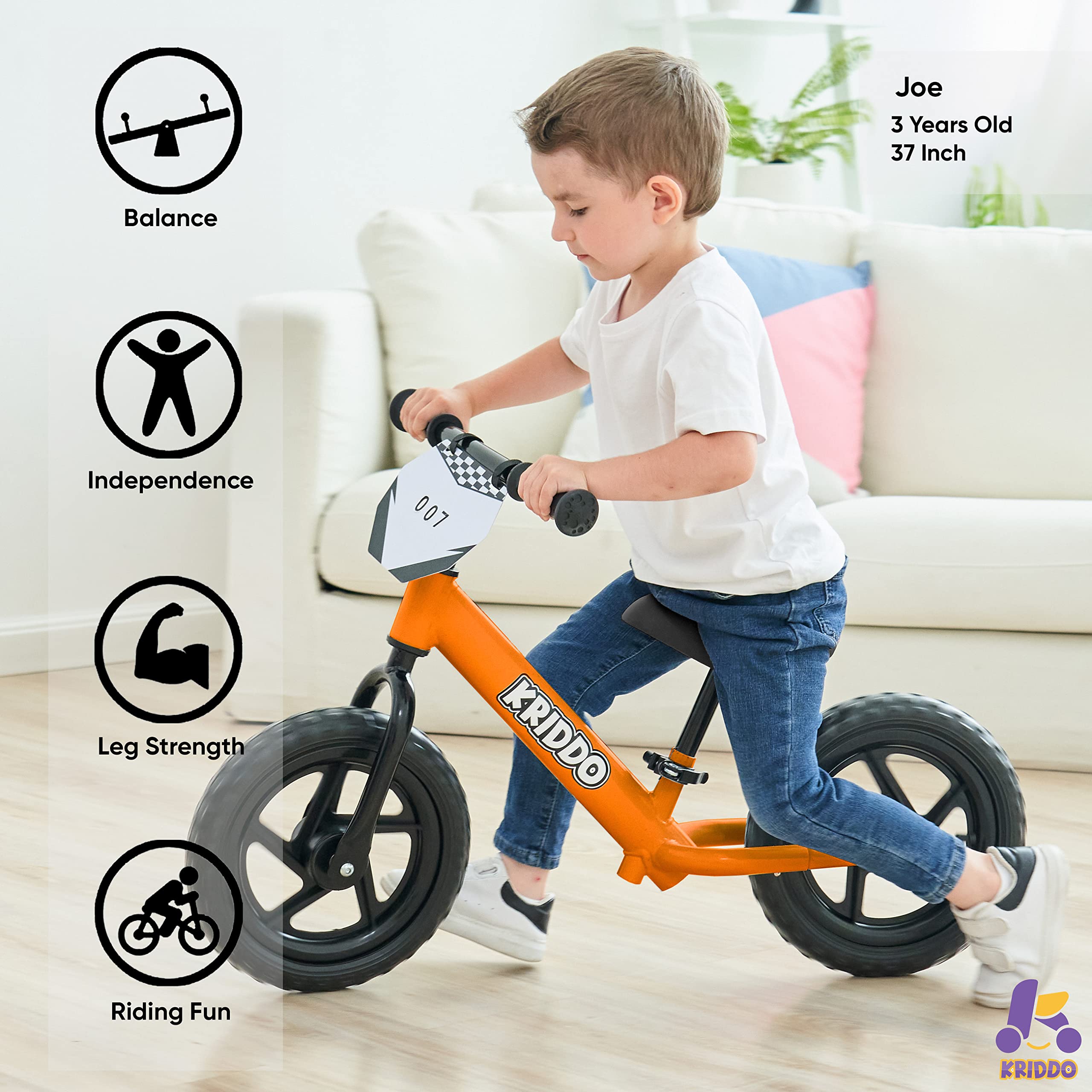 Bicicleta de Equilibrio para Niños KRIDDO, Edad 18 Meses a - Imagen 3
