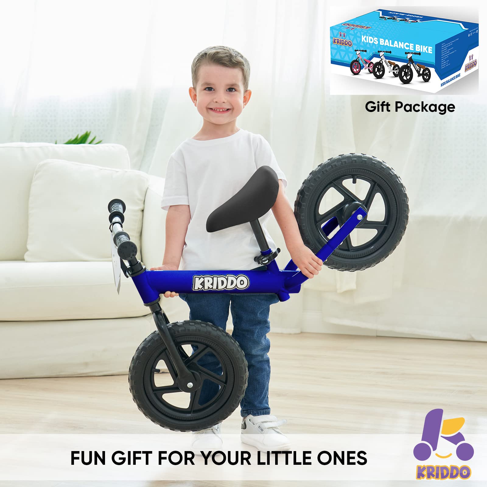 Bicicleta de Equilibrio para Niños KRIDDO 2 -Azul - Imagen 5