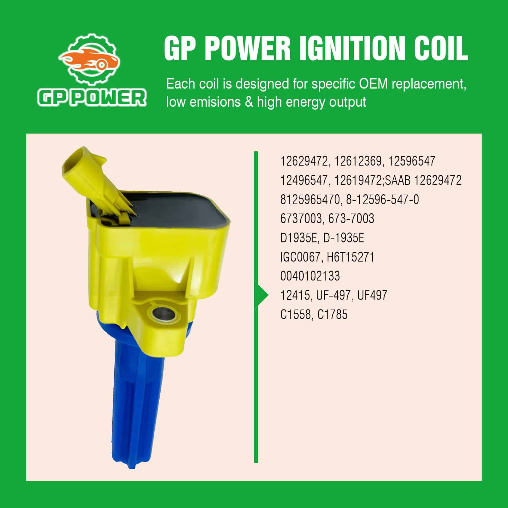 CONJUNTO DE 6 BOBINAS DE ENCENDIDO GP POWER 12596547 - Imagen 6