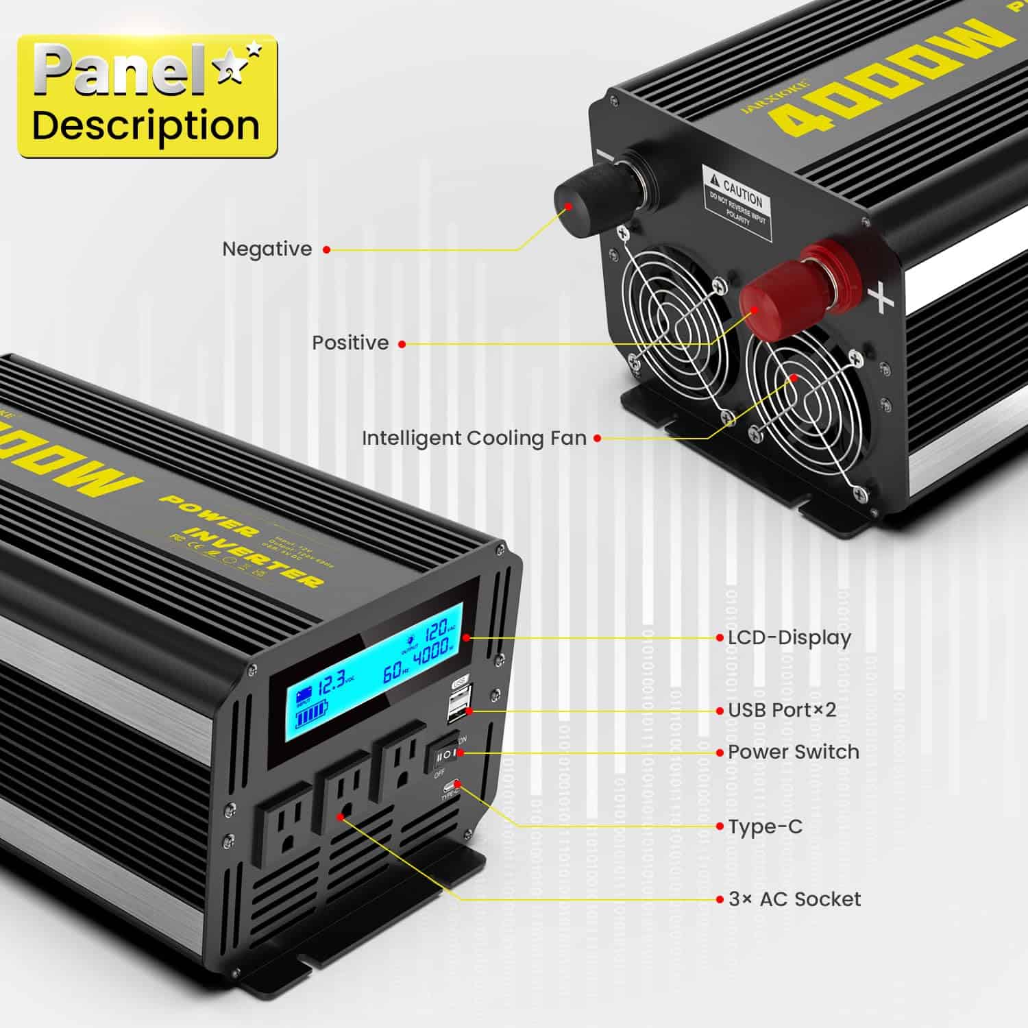 Inversor de corriente de onda sinusoidal modificada de 4000 - Imagen 7