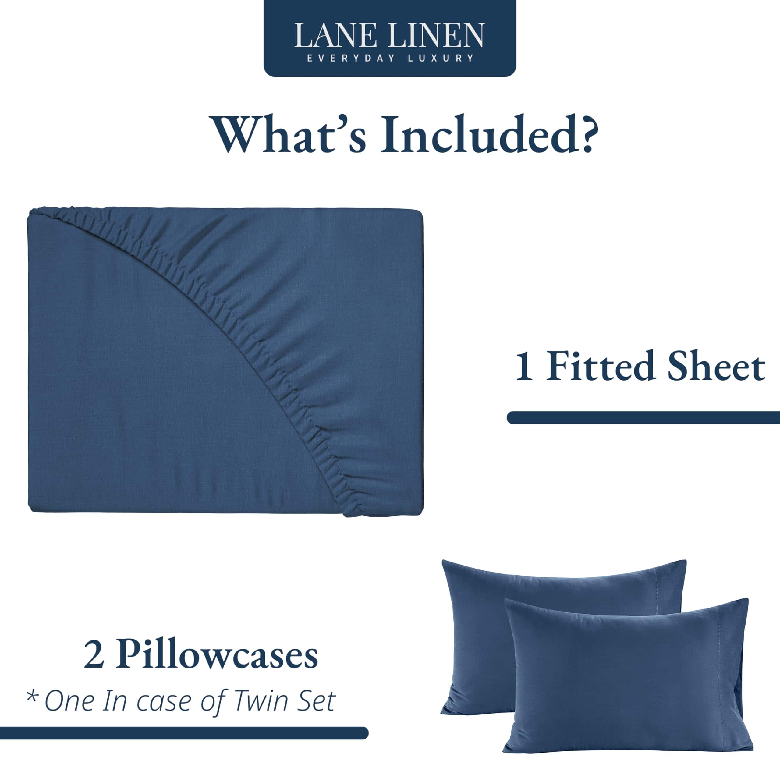 Juego de sábana ajustable King Size LANE LINEN, 100% - Imagen 3