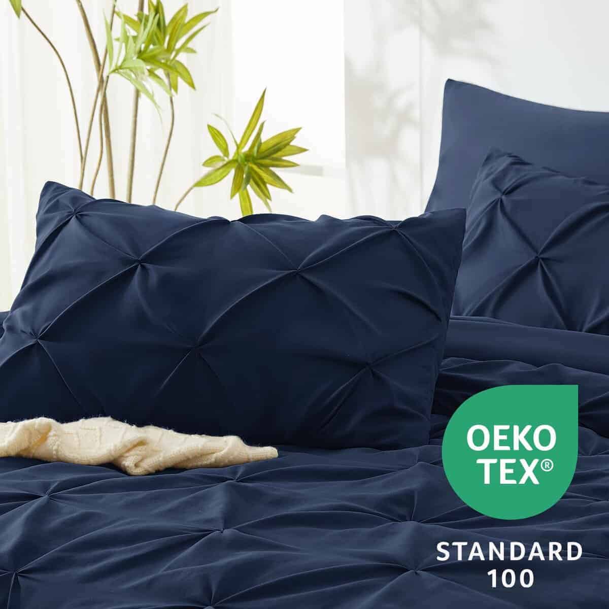 Juego de edredón acolchado CozyLux Navy Blue Twin de 5 - Imagen 6