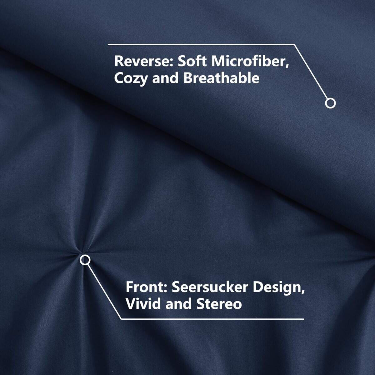 Juego de edredón acolchado CozyLux Navy Blue Twin de 5 - Imagen 7